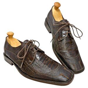 DAVID X Midtown Genuine Lizard Crocodile Dress Oxfords‎